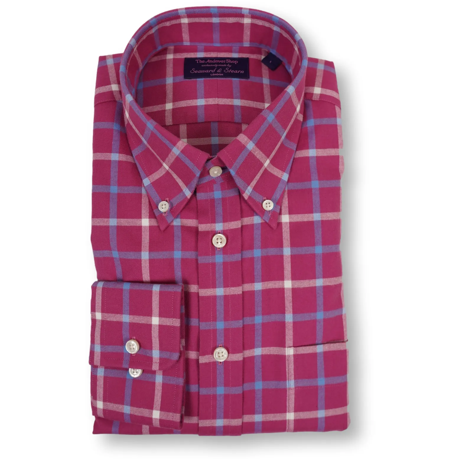 Pink Ground with Light Blue and White Tattersall Button Down Sport Shirt sold by The Andover Shop