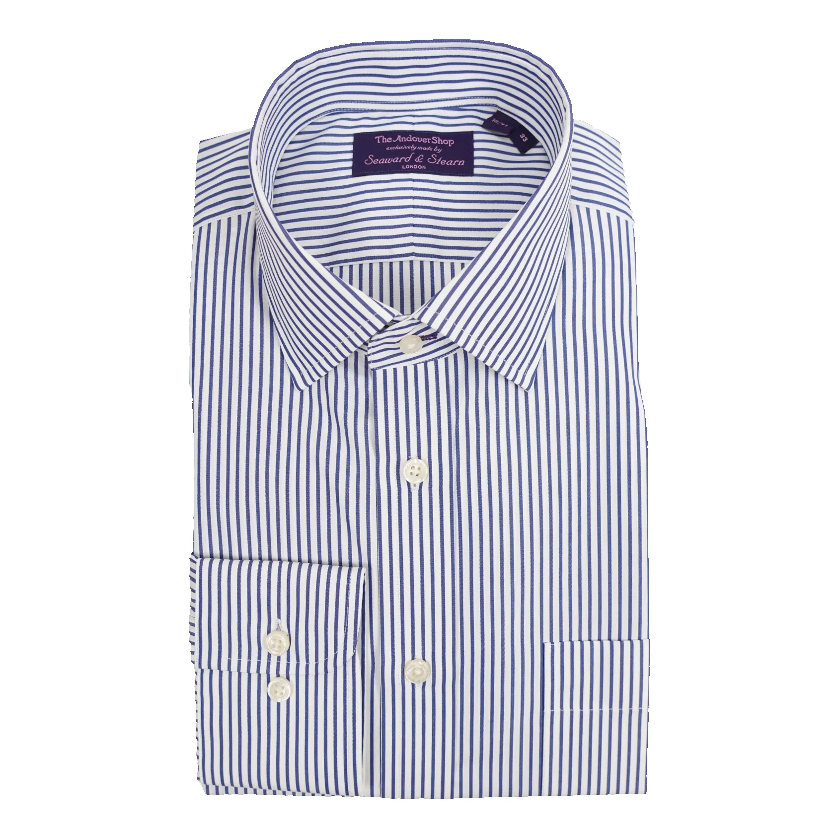 Andover Blue Spread Collar Banker Stripe Dress Shirt sold by The Andover Shop