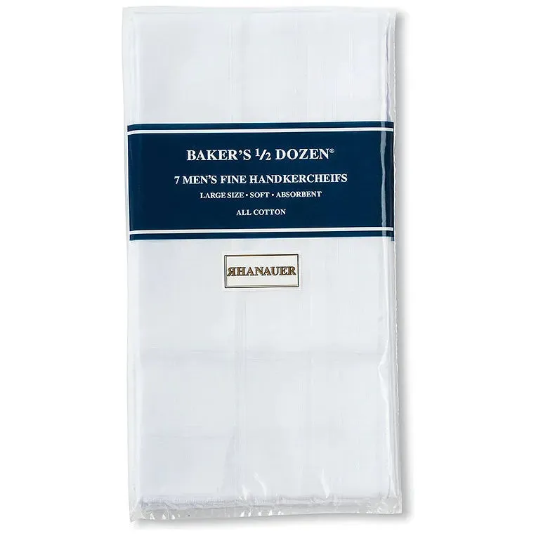 White 100% Cotton Handkerchiefs (Bakers 1/2 dozen) sold by The Andover Shop