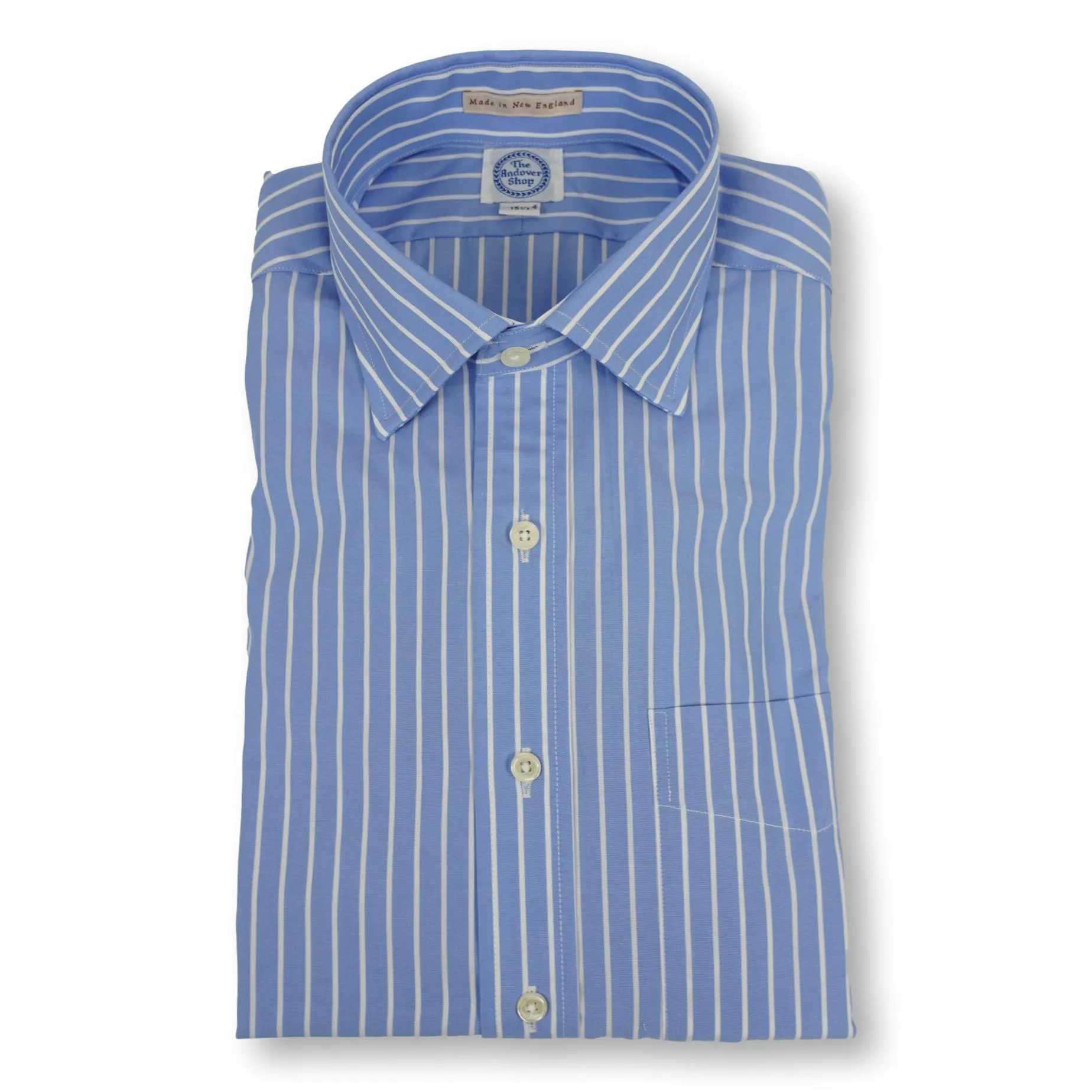 Light Blue with White Stripe Spread Collar Dress Shirt sold by The Andover Shop