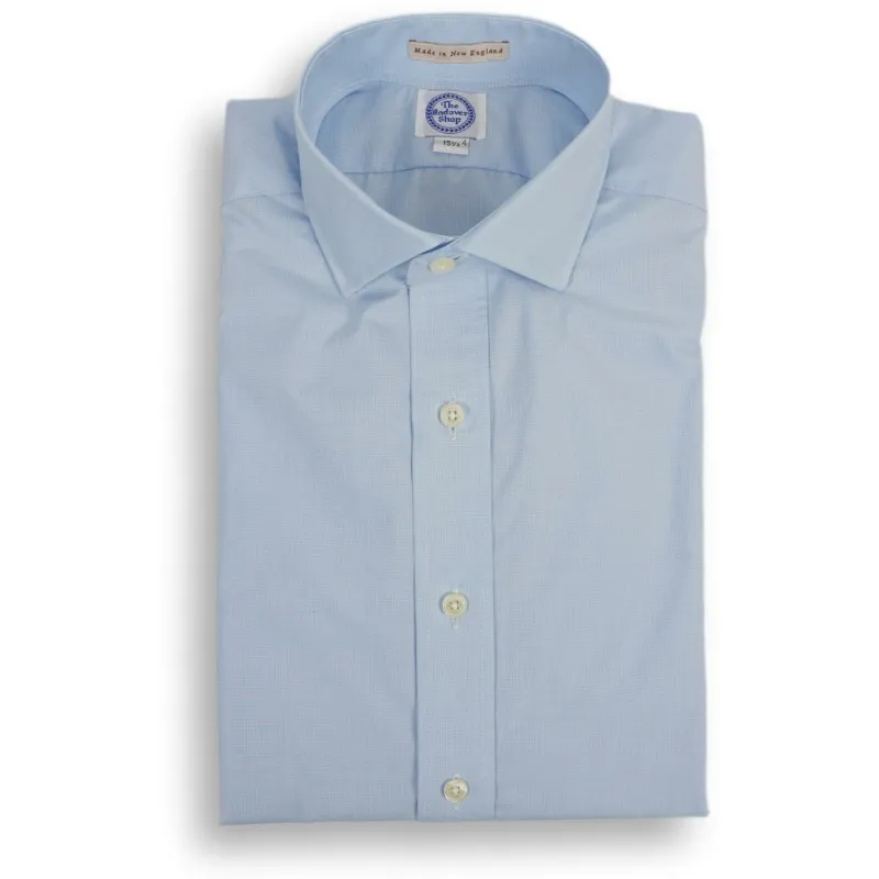 Blue Micro Check Spread Collar Trim Fit Dress Shirt sold by The Andover Shop