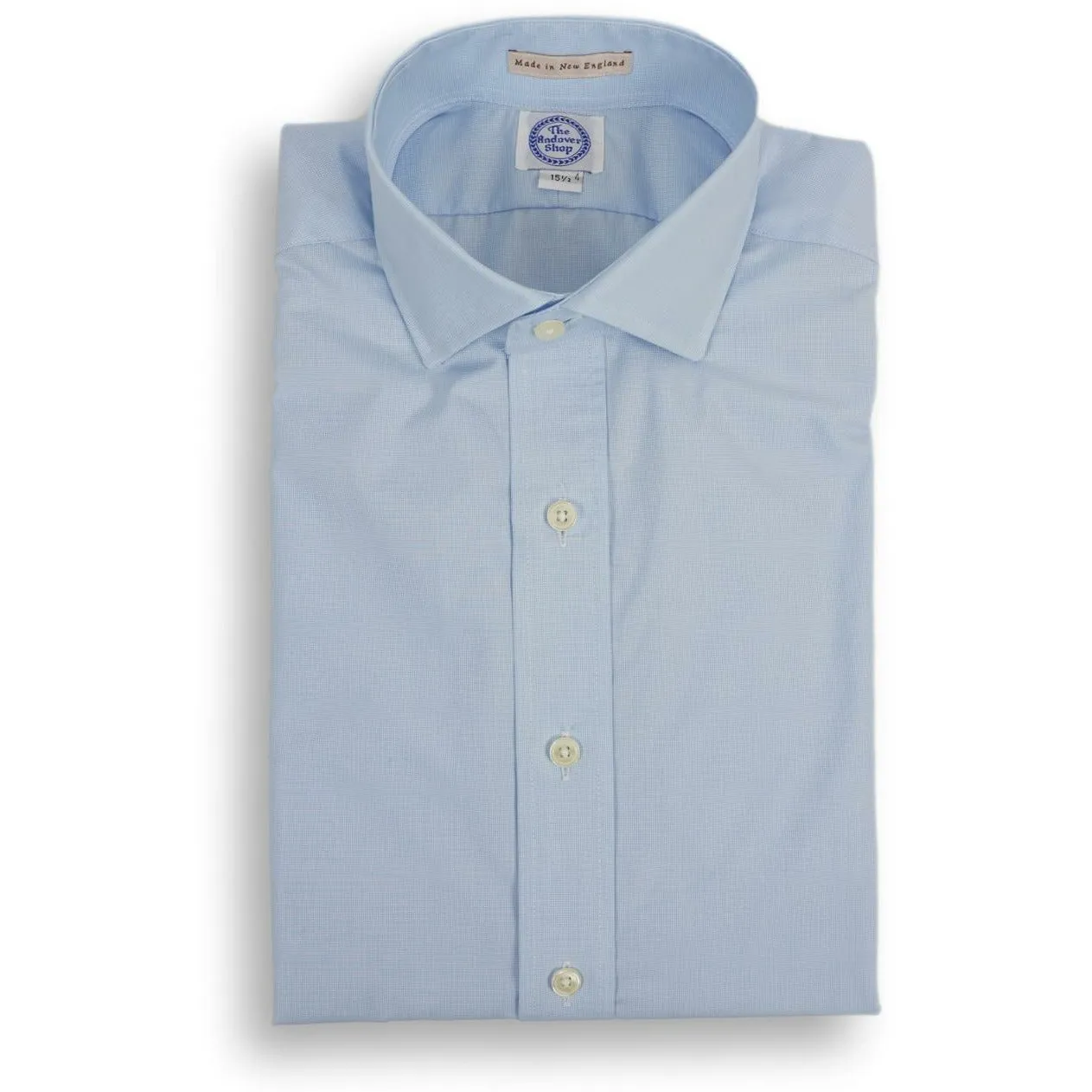 Blue Micro Check Spread Collar Trim Fit Dress Shirt sold by The Andover Shop