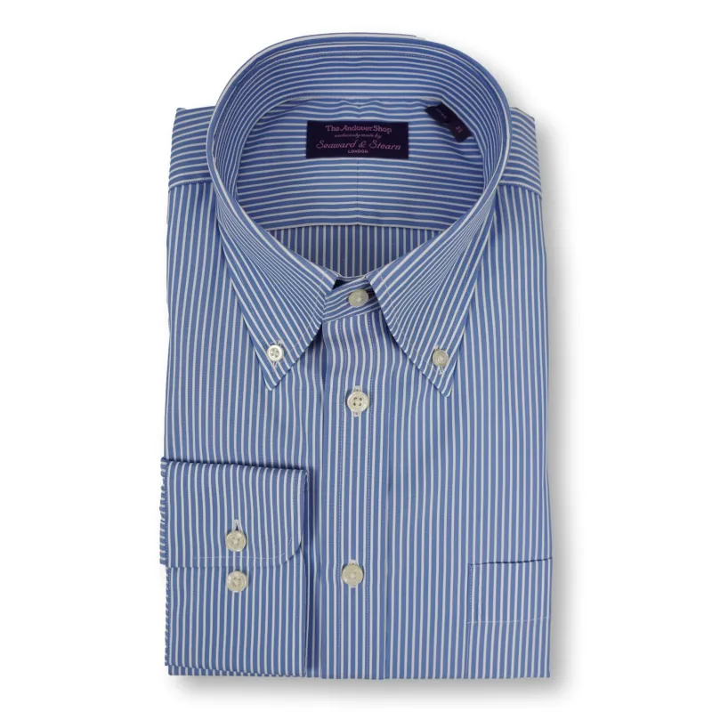 Blue and White Striped Button Down Dress Shirt sold by The Andover Shop