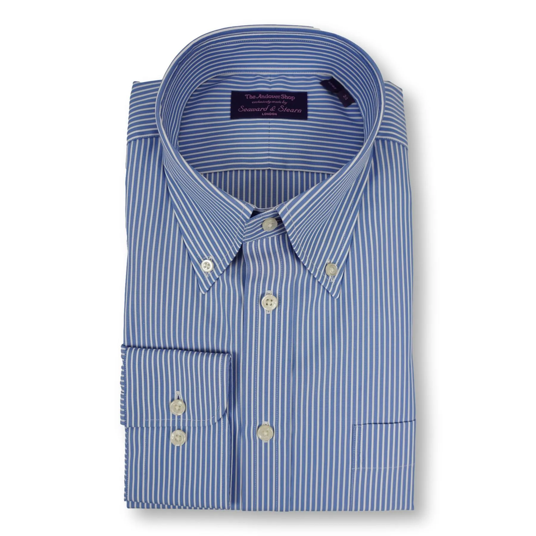 Blue and White Striped Button Down Dress Shirt sold by The Andover Shop