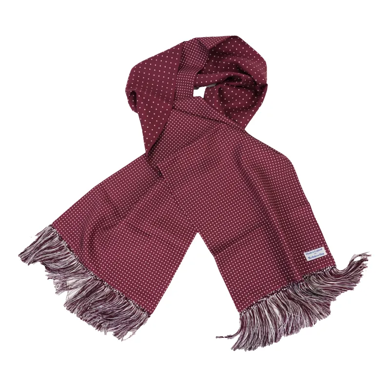 Maroon with White Polka Dots Silk Scarf sold by The Andover Shop