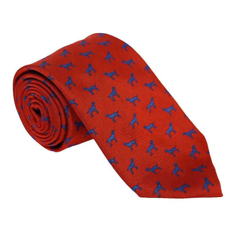Rust with Blue Hunting Dog Silk Tie sold by The Andover Shop