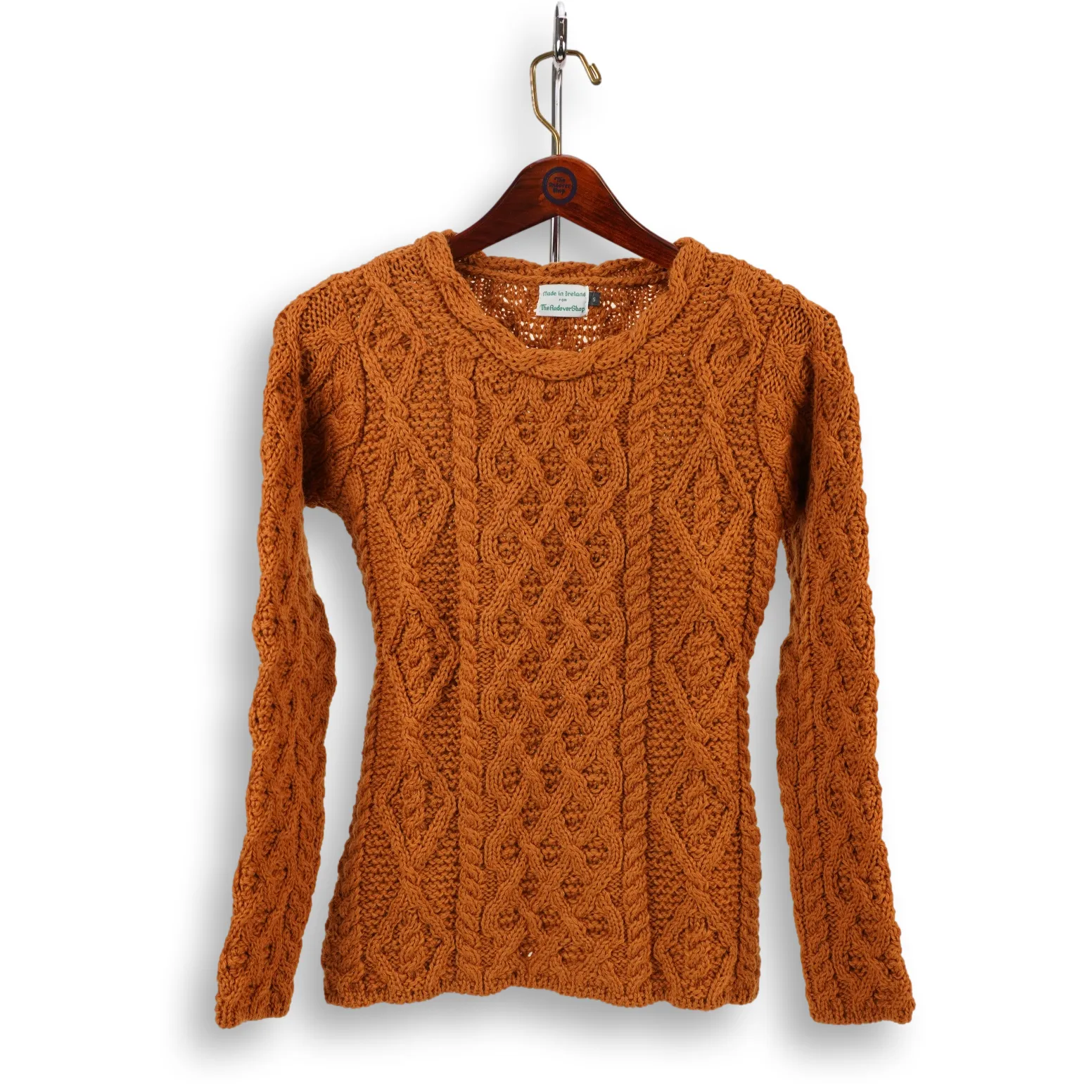 Ladies Knitted Lattice Cable Aran Pullover sold by The Andover Shop