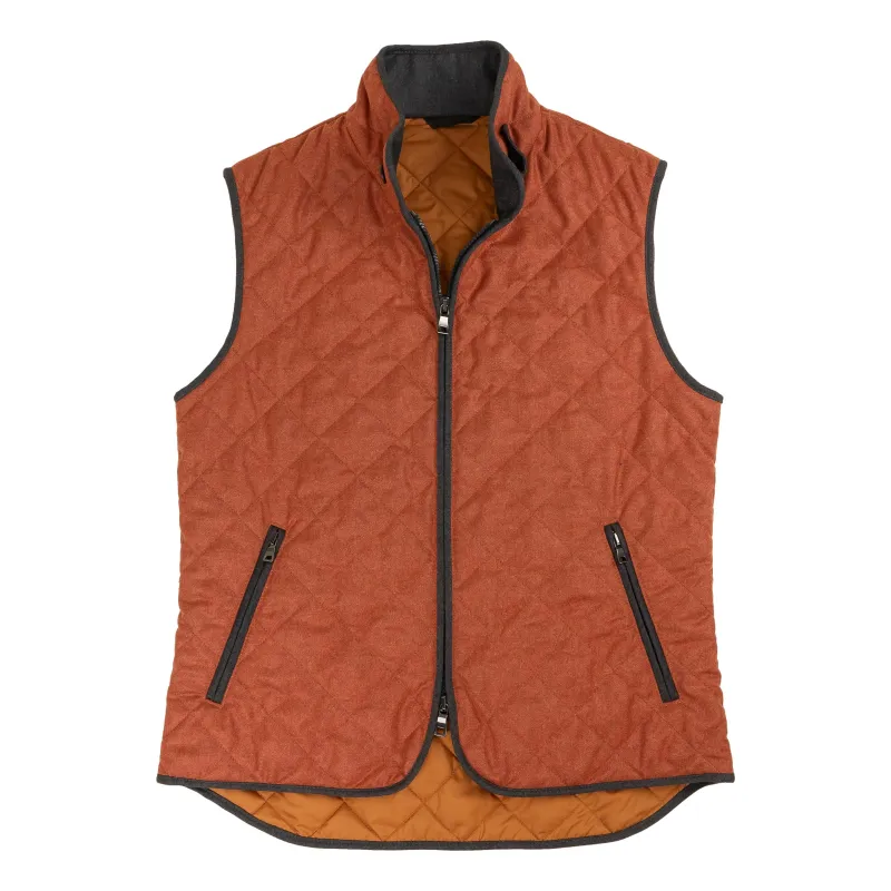 Rust Barberis Flannel Waterville Vest sold by The Andover Shop