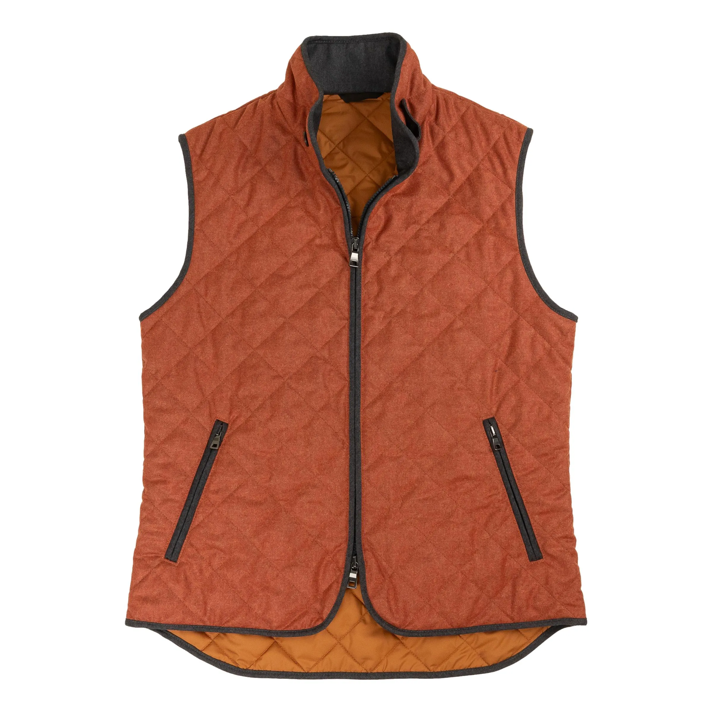 Rust Barberis Flannel Waterville Vest sold by The Andover Shop