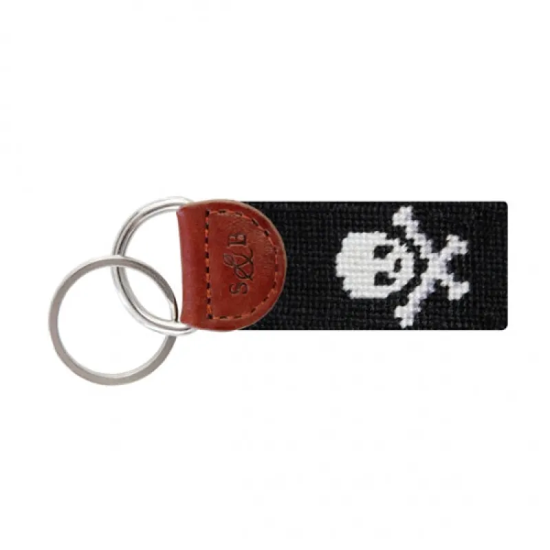 Black Jolly Roger Needlepoint Key Fob sold by The Andover Shop