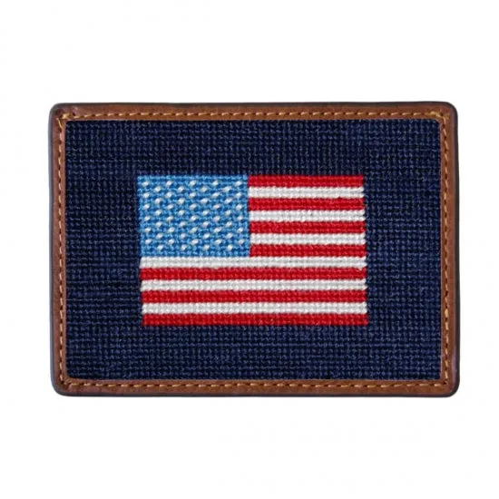 Navy American Flag Needlepoint Card Wallet sold by The Andover Shop