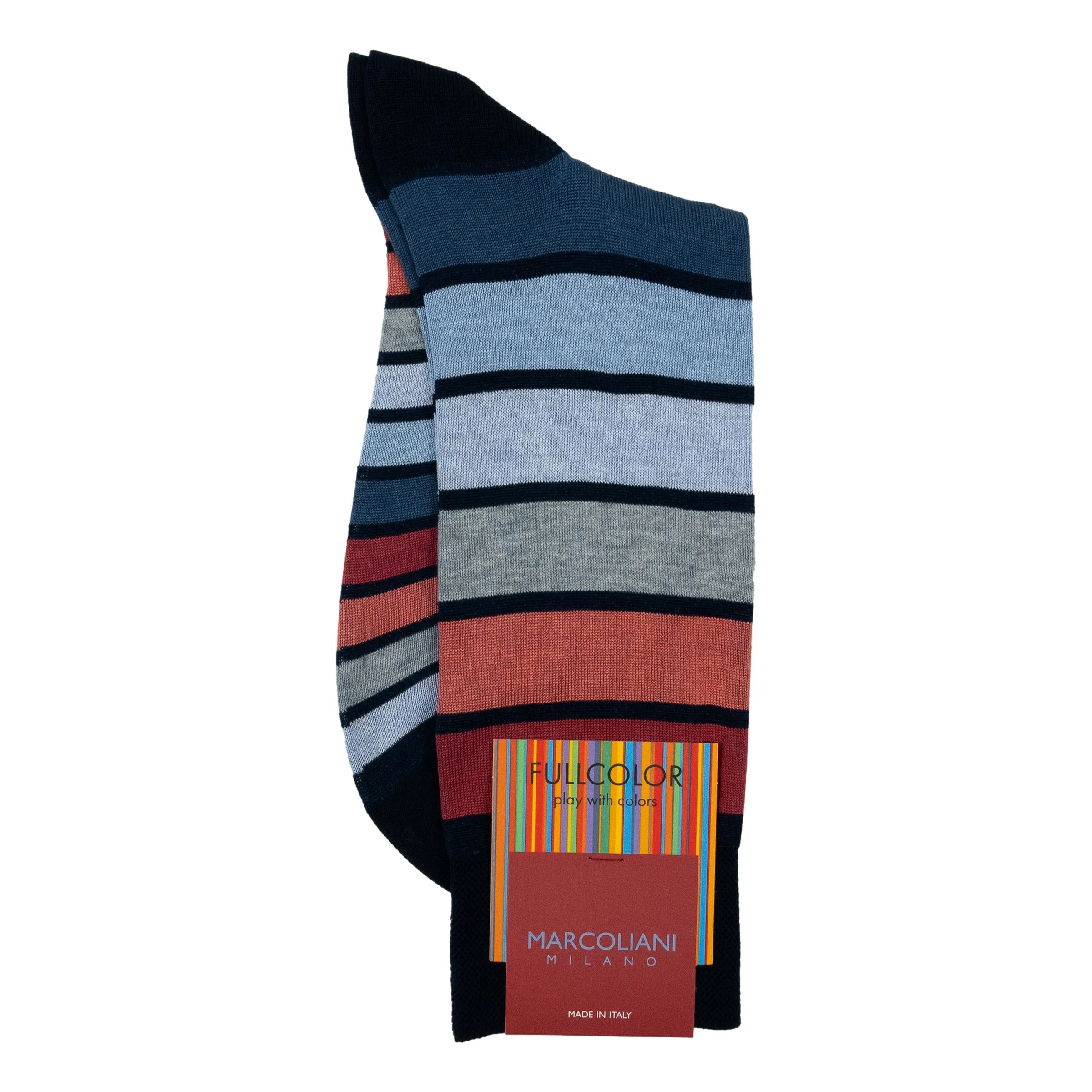 Pima Cotton Bellagio Stripe Mid-calf Dress Socks sold by The Andover Shop
