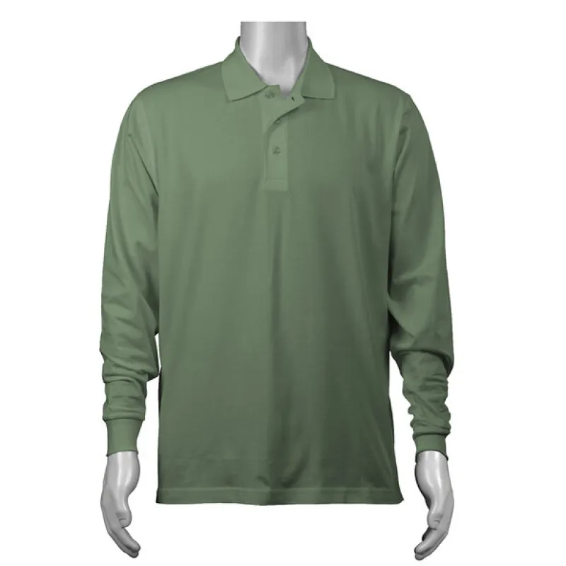 Solid Long Sleeved Jersey Polo with Self Collar sold by The Andover Shop
