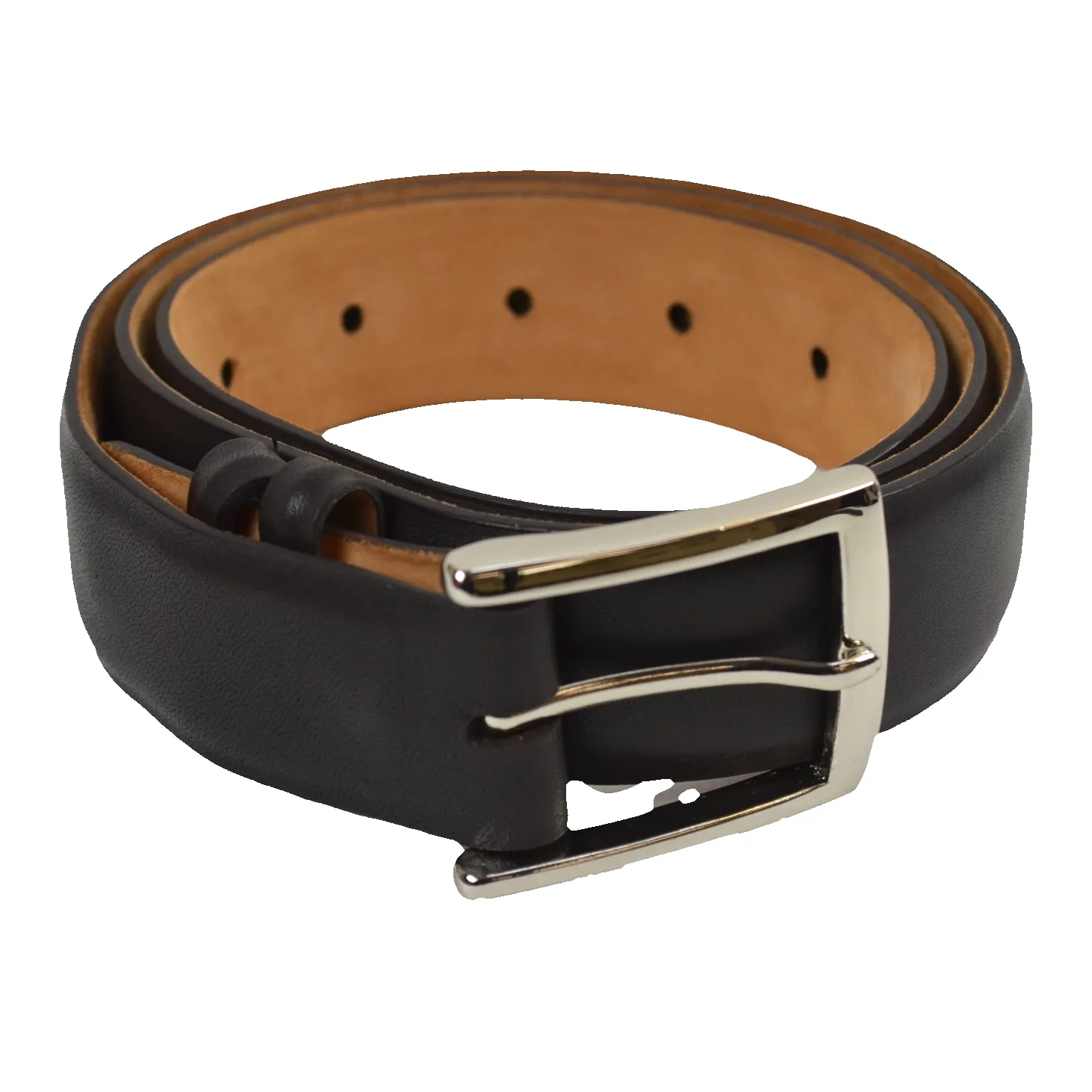 1 1/8" Semi-Matte Calfskin Belt with Brass Buckle sold by The Andover Shop