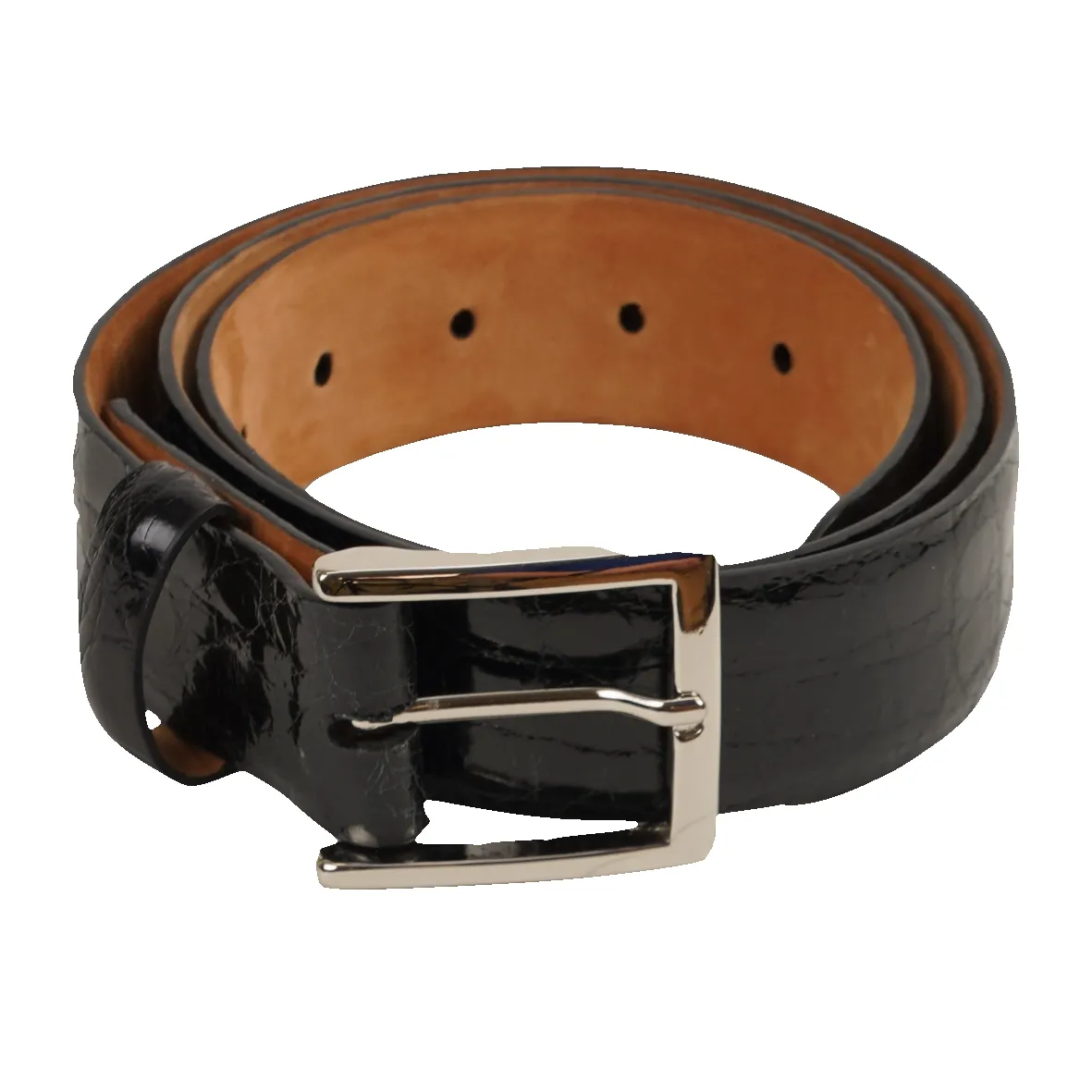 1 3/8" Black Genuine Crocodile Belt with Nickle Buckle sold by The Andover Shop