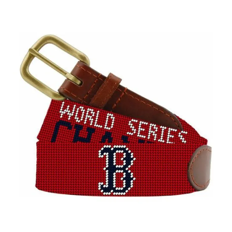Boston Red Sox 2018 World Series Needlepoint Belt made by The Andover Shop