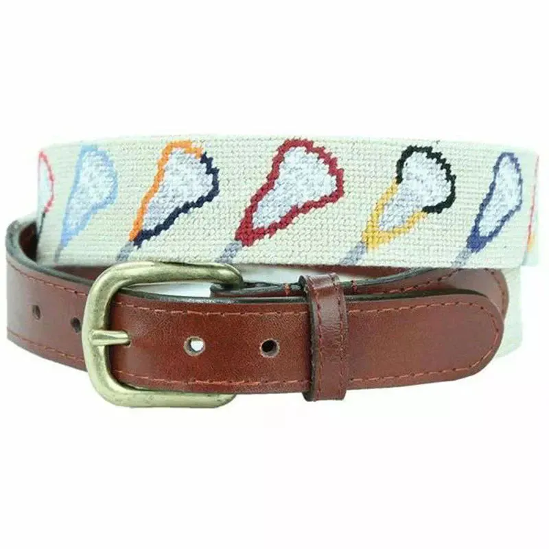 College Lacrosse Needlepoint Belt sold by The Andover Shop