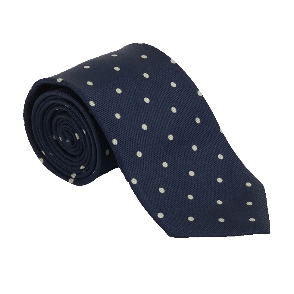 Navy with Polka Dots Silk Tie sold by The Andover Shop product image thumbnail 3