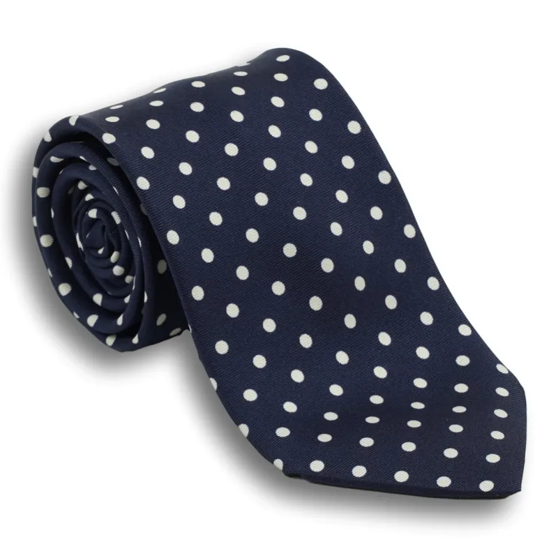 Navy Ground with Polka Dots Silk Tie sold by The Andover Shop