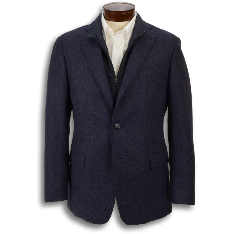 Navy 100% Virgin Italian Wool Zip-In Liner Sport Coat sold by The Andover Shop