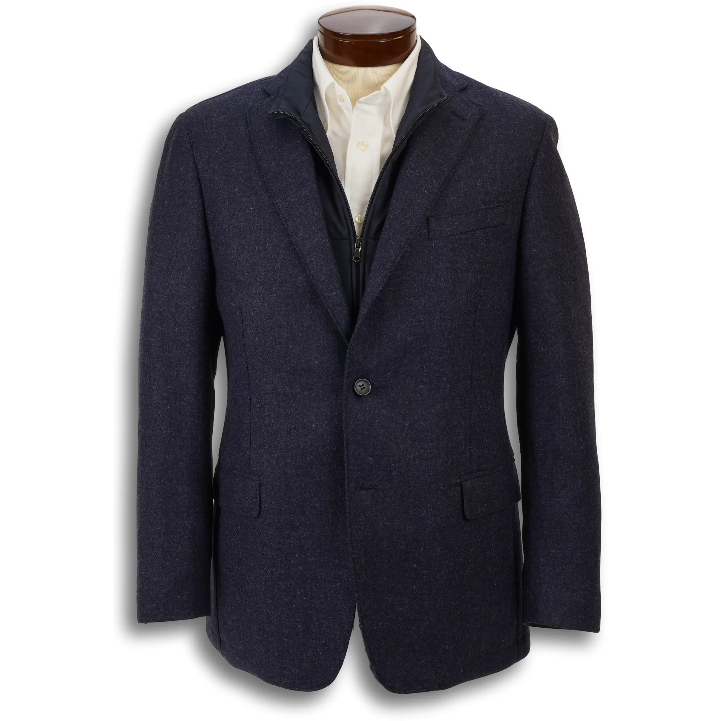 Navy 100% Virgin Italian Wool Zip-In Liner Sport Coat sold by The Andover Shop