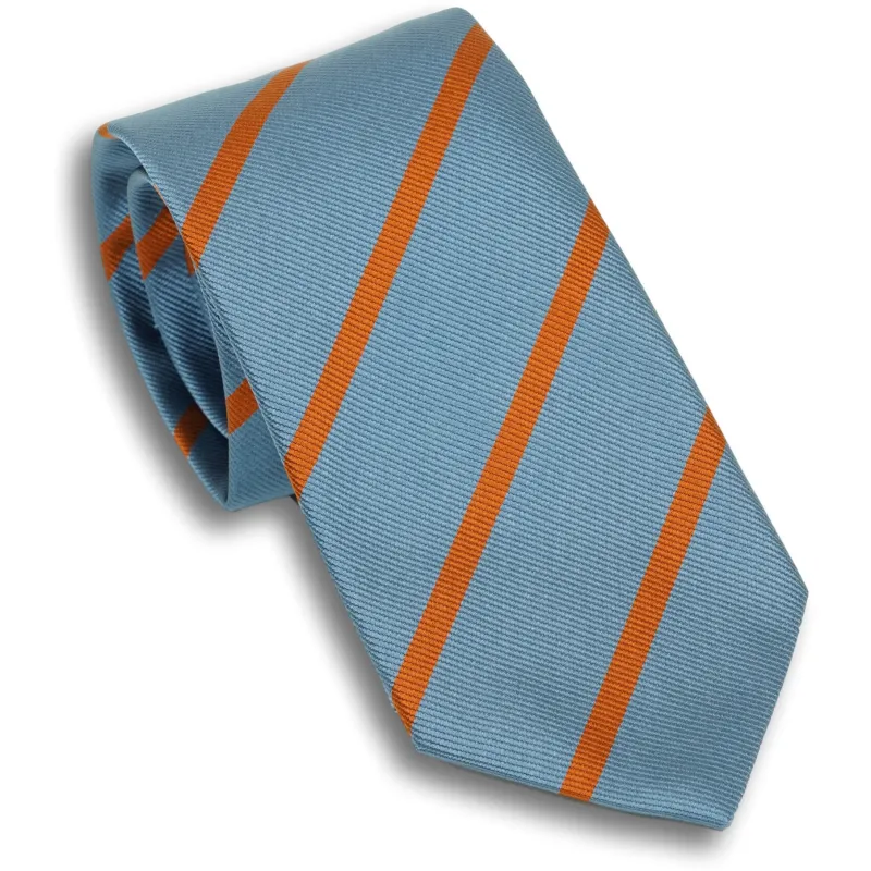Steel Blue and Burnt Orange Striped Silk Tie sold by The Andover Shop