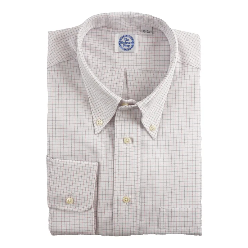 Blue and Red Tattersall Twill Button Down Dress Shirt made by The Andover Shop