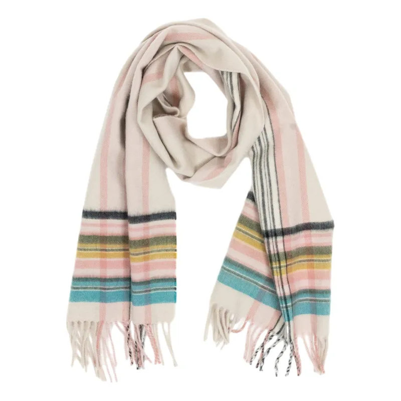 Oyster Pink Plaid Cashmere Scarf sold by The Andover Shop