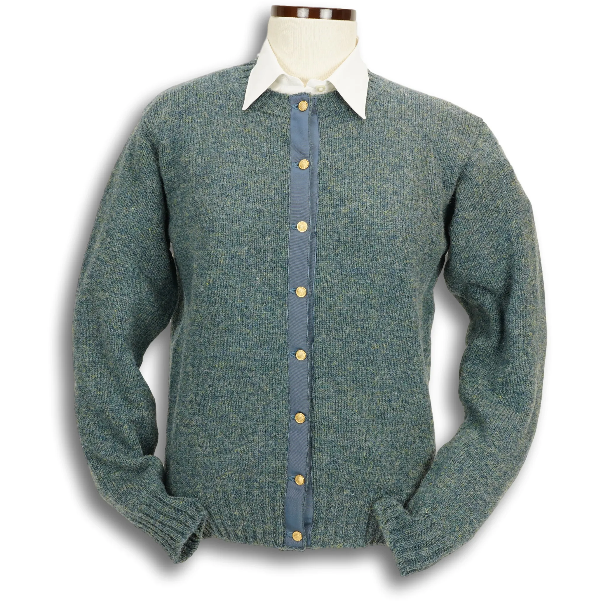 Shetland Crew Neck Cardigan Sweater sold by The Andover Shop product image thumbnail 3
