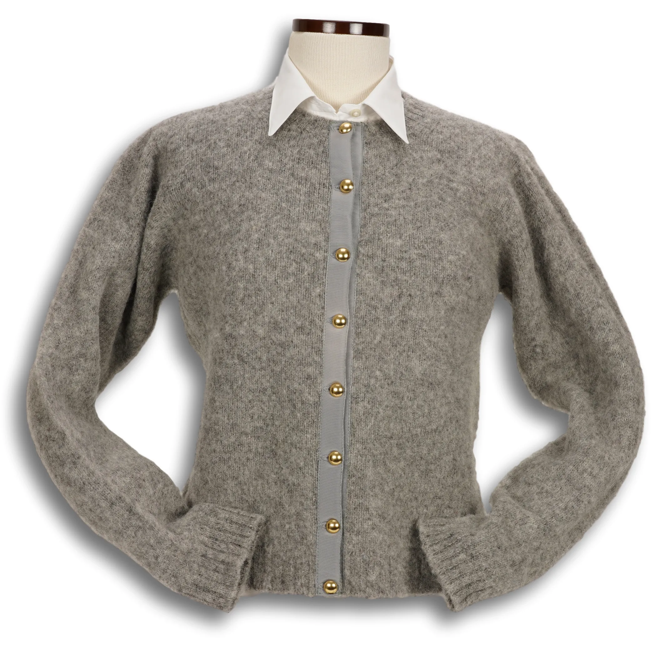 Brushed Shetland Crew Neck Cardigan Sweater sold by The Andover Shop product image thumbnail 2