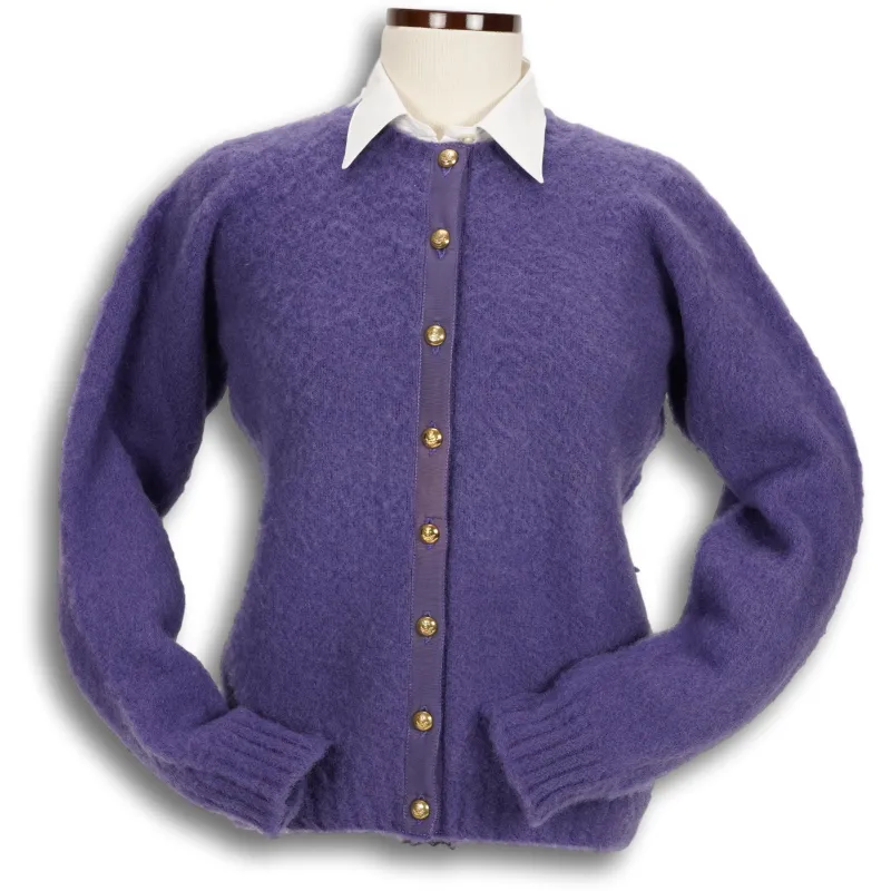 Brushed Shetland Crew Neck Cardigan Sweater sold by The Andover Shop