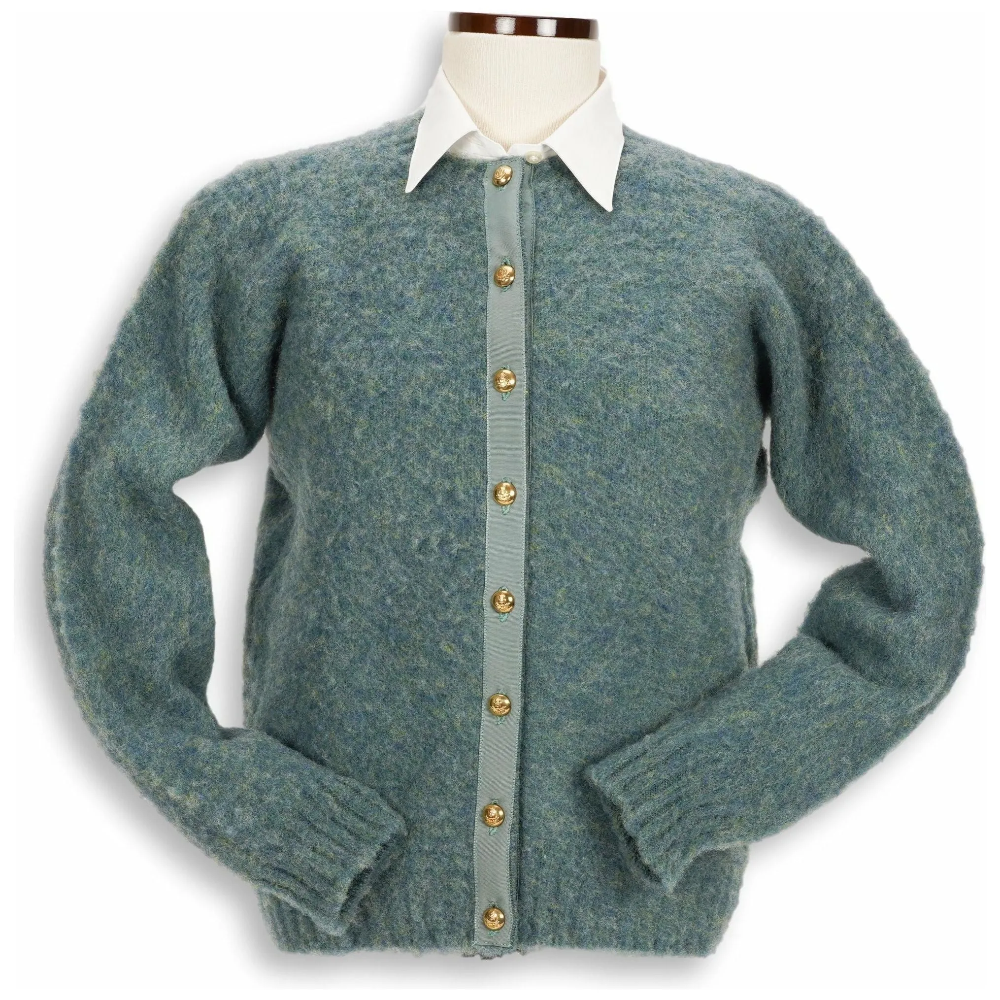 Brushed Shetland Crew Neck Cardigan Sweater sold by The Andover Shop product image thumbnail 4