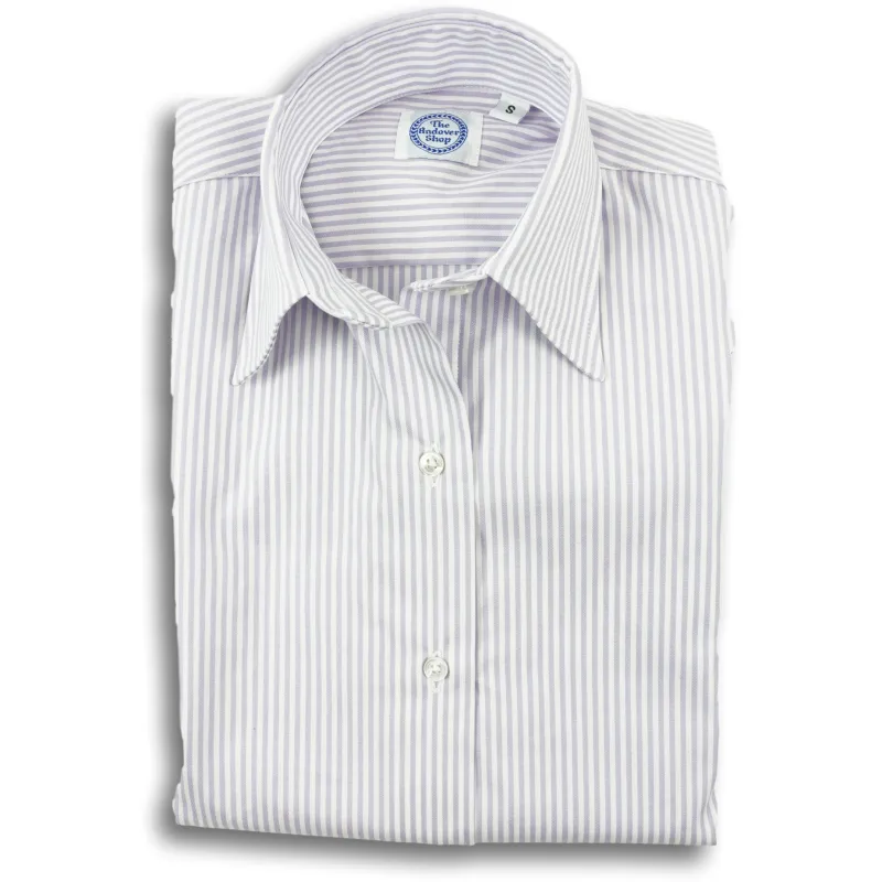 Lavender Stripe 80's 2-Ply Pinpoint Women's Dress Shirt sold by The Andover Shop