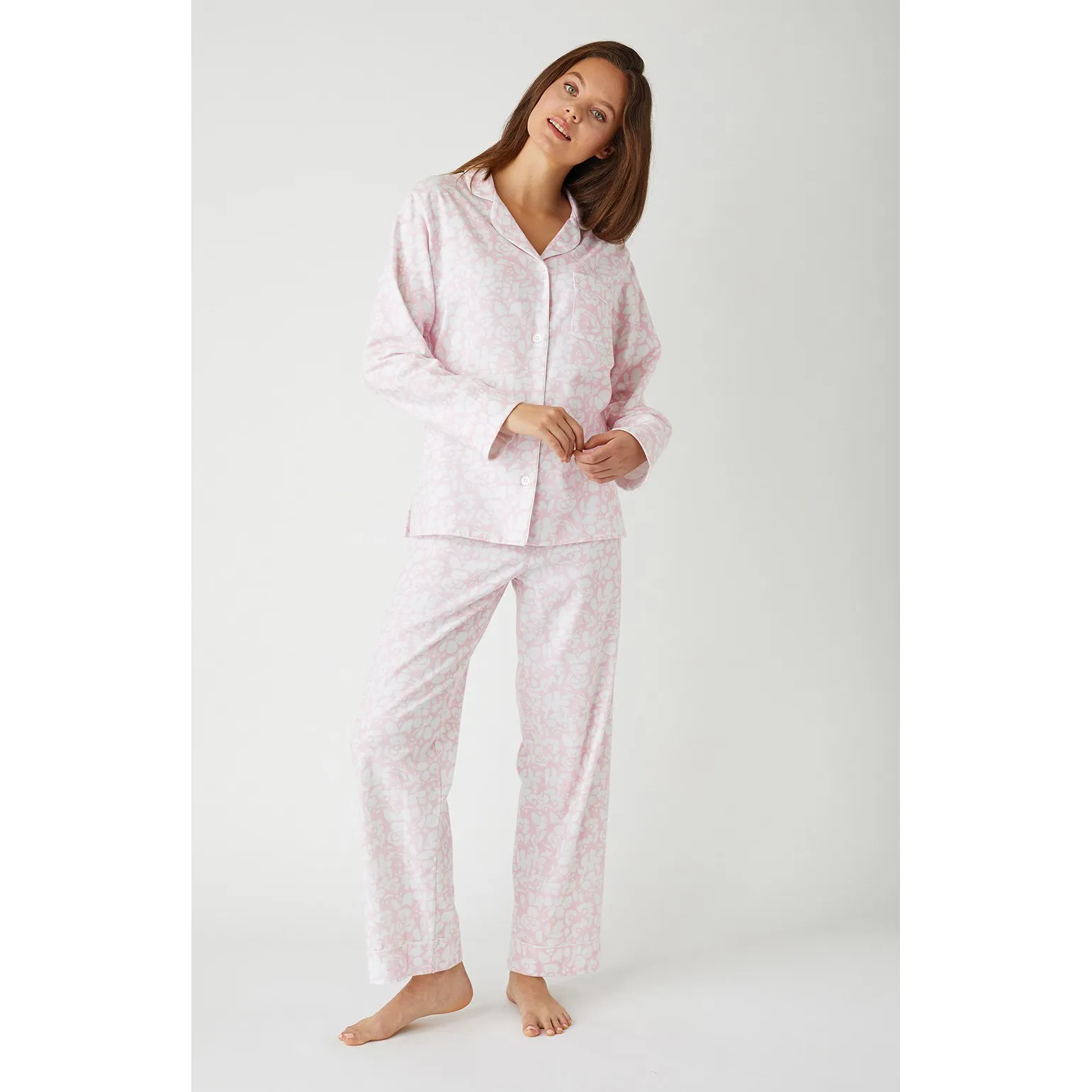 Ladies Brushed Cotton Flannel Pyjamas sold by The Andover Shop product image thumbnail 4