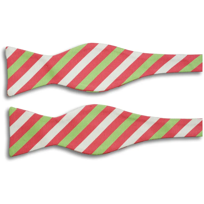 Pink, Lime, and White Striped Silk Bow Tie sold by The Andover Shop