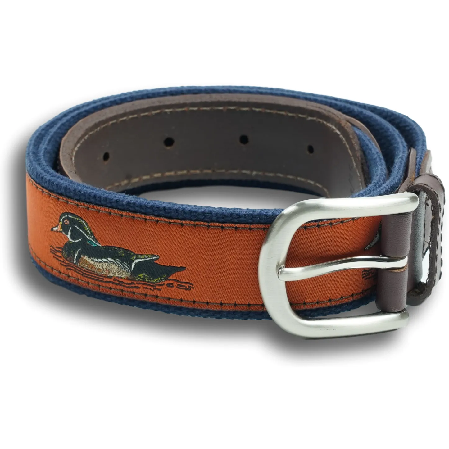 Burnt Sienna Ducks Leather Tab Belt sold by The Andover Shop