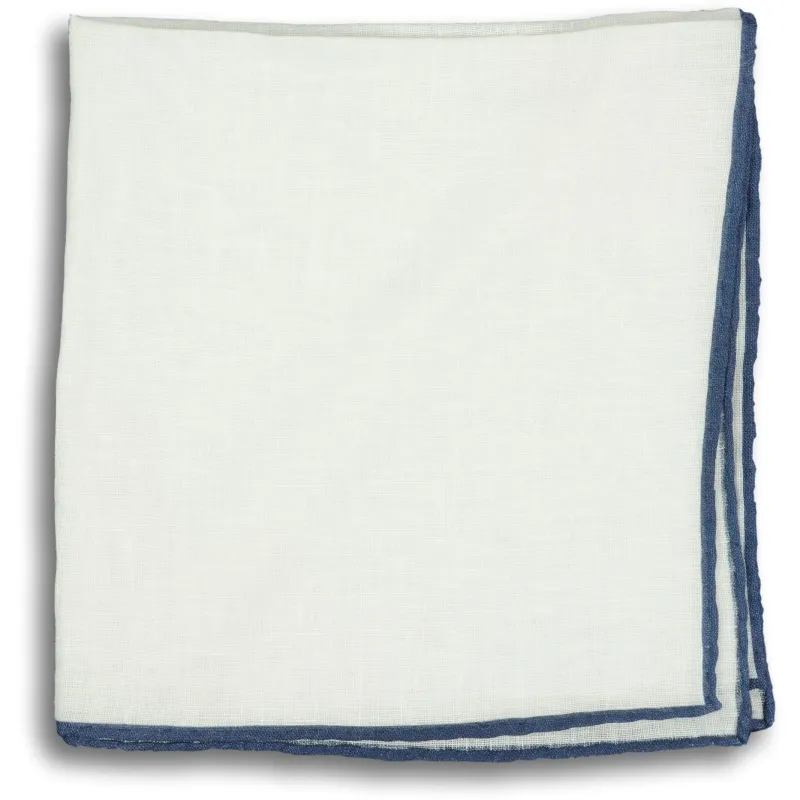 White with Colored Border Pocket Square sold by The Andover Shop