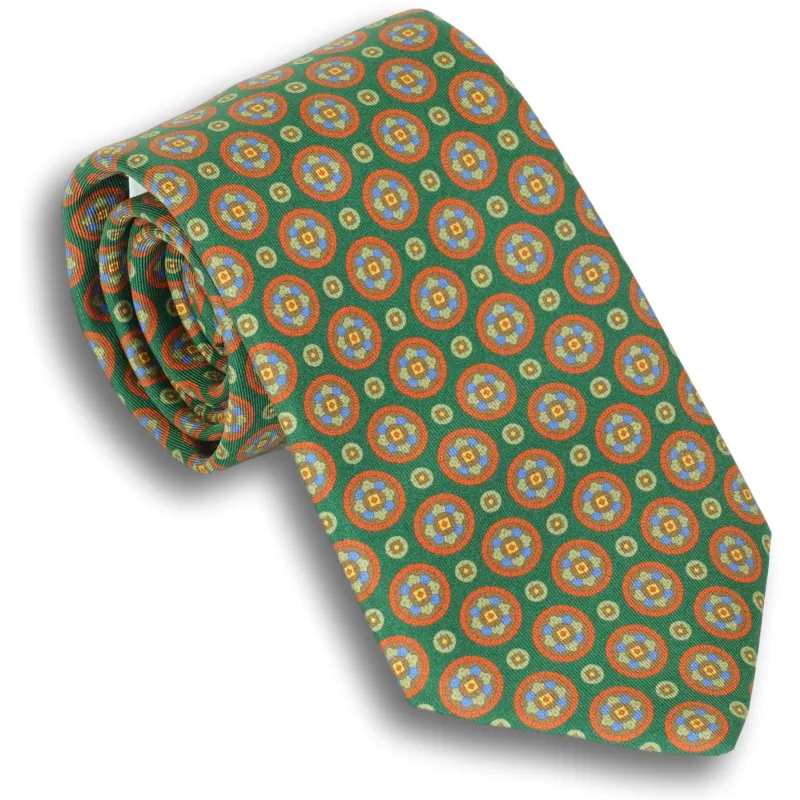 Forest Green with Medallion Motif Silk Tie sold by The Andover Shop
