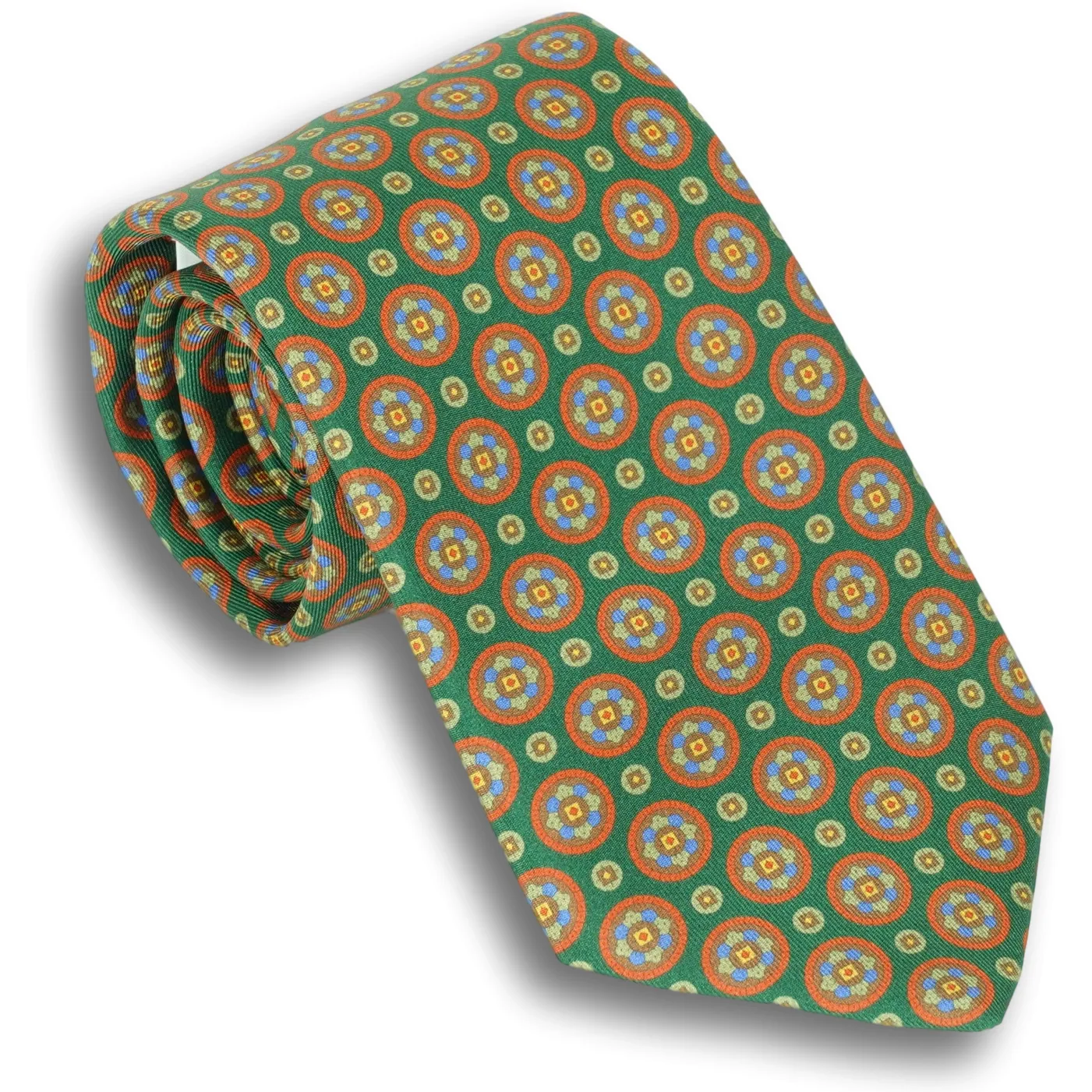 Forest Green with Medallion Motif Silk Tie sold by The Andover Shop