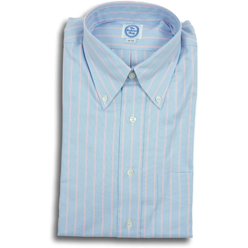 Blue Oxford with Pink Stripe Button Down Shirt sold by The Andover Shop