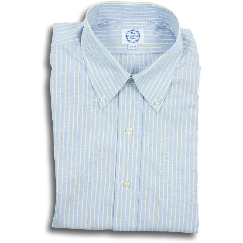 Blue End on End with Yellow Stripe Button Down Shirt sold by The Andover Shop