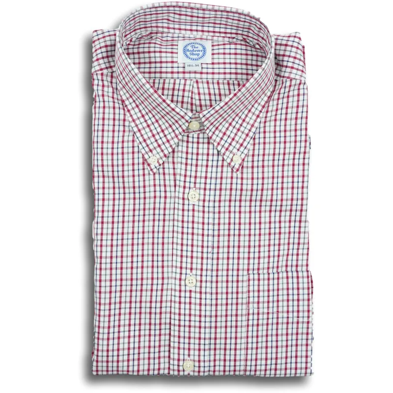 Red and Dark Navy Tattersall Button Down Shirt sold by The Andover Shop