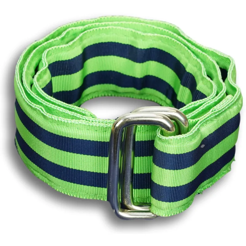 Lime Green and Navy Striped Ribbon Belt sold by The Andover Shop