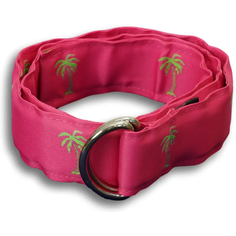 Pink with Lime Green Palm Trees Ribbon Belt sold by The Andover Shop