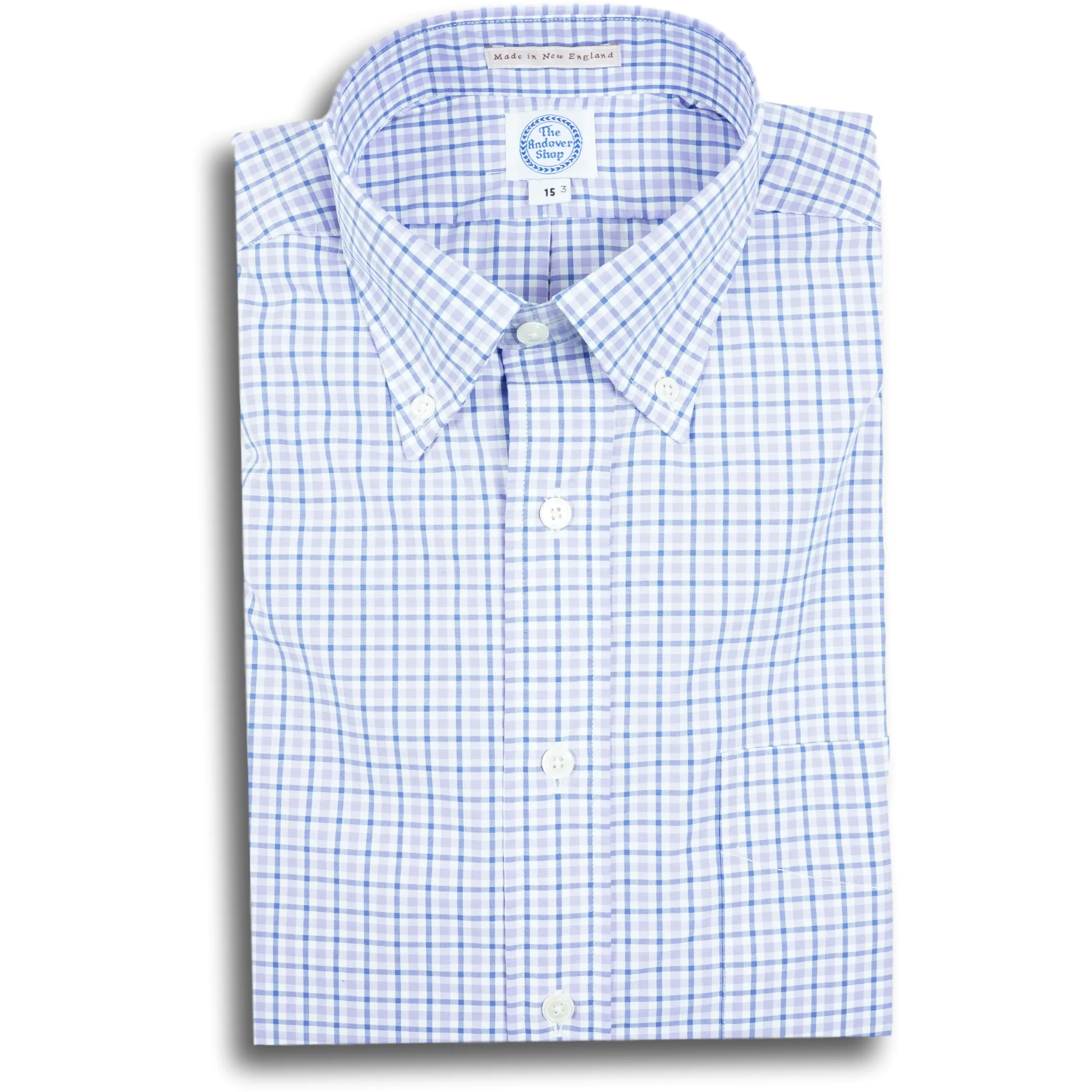 Lavender and Navy Check Button Down sold by The Andover Shop