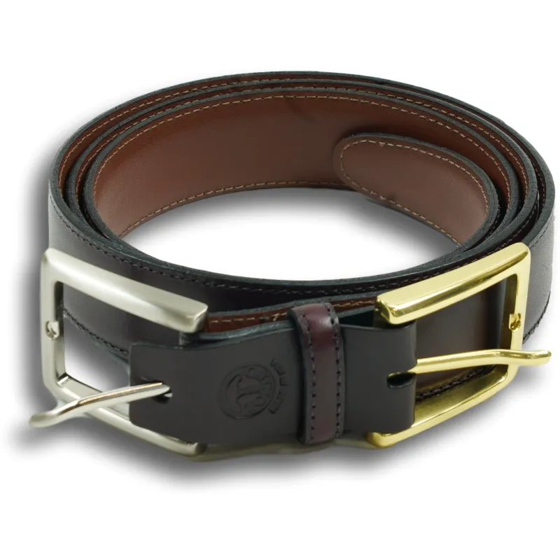 Kipskin Belt with Brass and Nickle Interchangeable Buckles sold by The Andover Shop