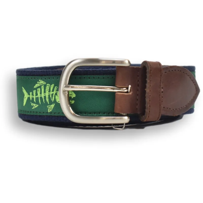 Neon Green Fish Leather Tab Belt sold by The Andover Shop