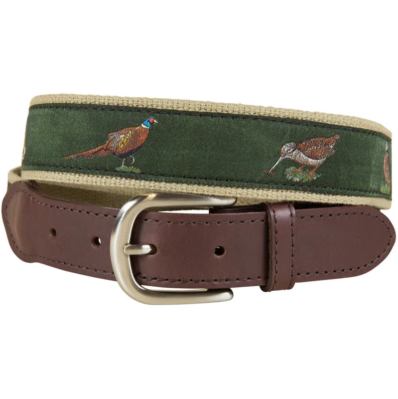 Loden Woodland Birds Leather Tab Belt sold by The Andover Shop