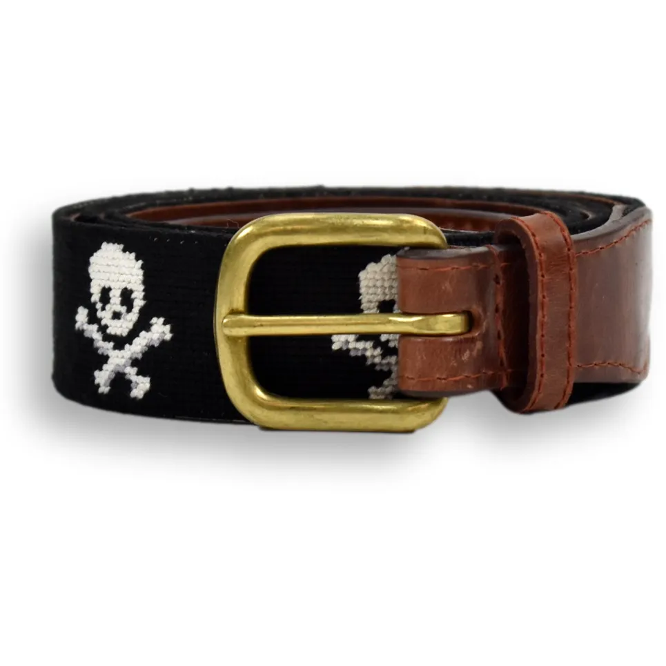 Skull & Crossbones Needlepoint Belt sold by The Andover Shop