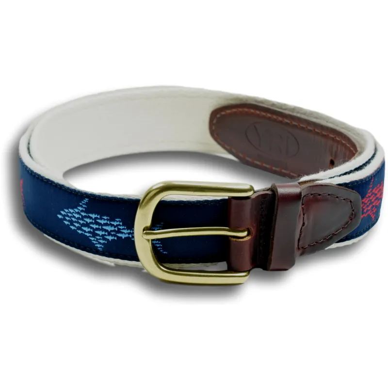 Red White and Blue Shark Ribbon Belt sold by The Andover Shop